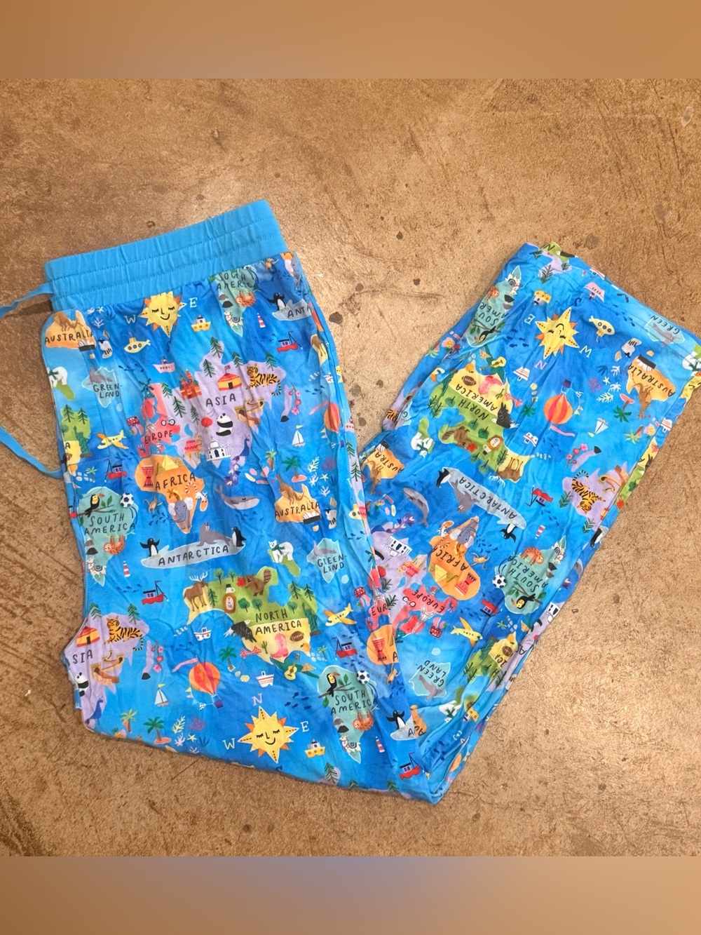 Little Sleepies bamboo Around The World Men's Pajama Pants size large